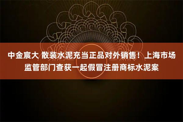 中金宸大 散装水泥充当正品对外销售！上海市场监管部门查获一起假冒注册商标水泥案